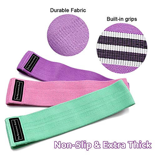 Rantizon Resistance Bands with 3 Different Levels Premium Exercise Loops with Non - Slip Design for Hips & Glutes, Free Carrying Case, Booty Bands for Women and Men, Home Fitness, Yoga, Pilates