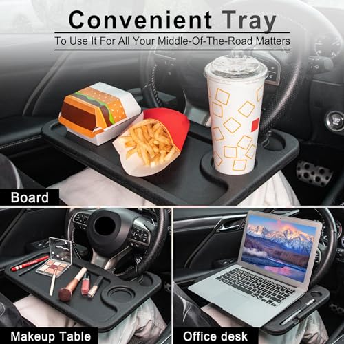 JUSTTOP Car Steering Wheel Desk, Multifunctional Portable Car Laptop Computer Rack and Food Steering Wheel, Fits for Most Vehicles - Image 6