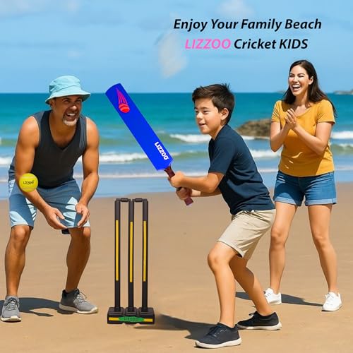 Image of Cricket Kit Full Size | Cricket Kit for Kids 5-10 Years Full Kit | Cricket Set and Bat Kit Toy for Boys Girls | Outdoor Sports Gift (Plastic Scoop Bat, Blue, 5-10 Years)