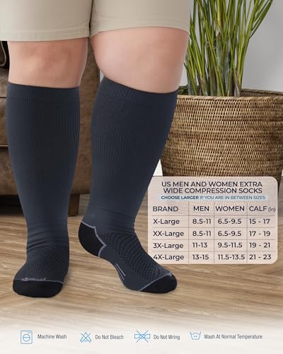 Image of Pembrook Plus Size Compression Socks for Women Wide Calf - 3 Pairs, 20-30mmHg Extra Wide Calf Compression Socks, Up to 4XL