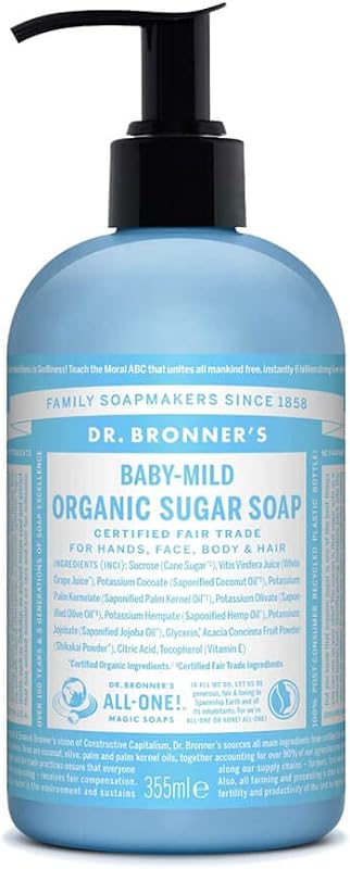 Sabonete líquido de açúcar Organic Sugar Soap Baby Mild Dr. Bronner's 355 mL