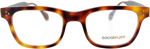 SocialEyes Gafas de acetato cuadradas coloridas italianas hechas a mano, sin recetaRx, marco de gafas de diseñador para hombres y mujeres