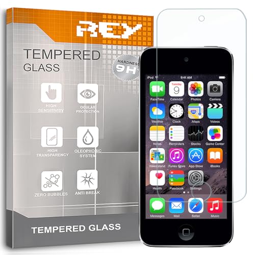 REY 2X Protector Pantalla para iPod Touch 5-6 y iPod 7 2019, Cristal Vidrio Templado Premium