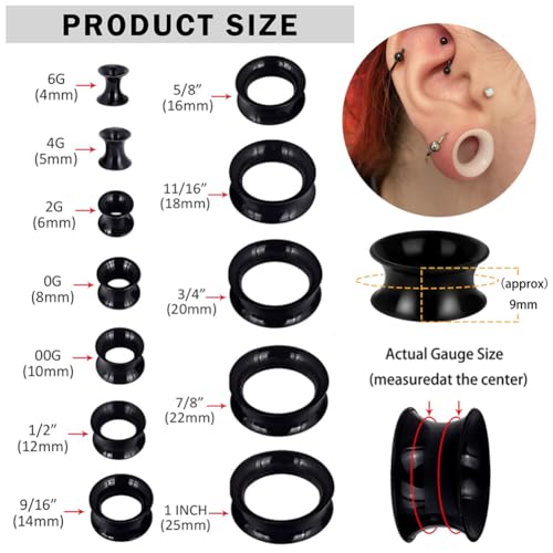 Longbeauty 30pcs/22pcs Colorful Silicone Gauges Plugs Double Flared Flexible Tunnels Ear Skin Stretcher Kit Piercing 3mm-25mm3