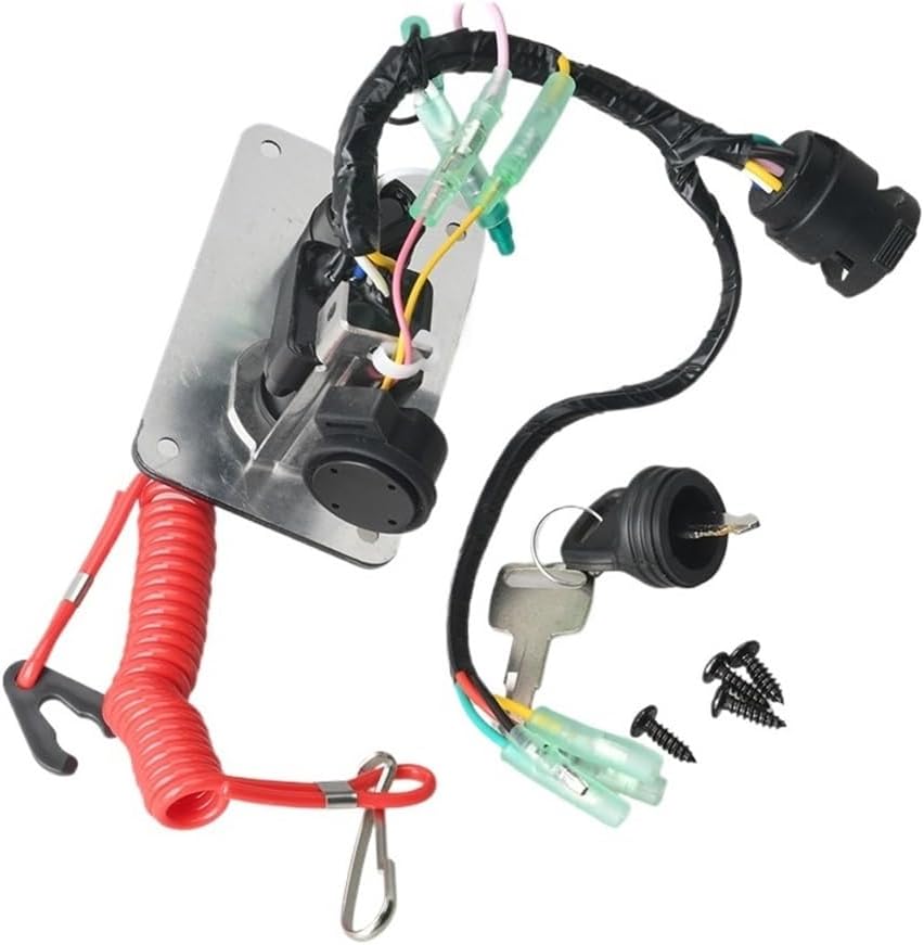 Engine Key Switch Panel with Box Mounting Screws Assembly Fit for Outboard Motor 704 704-82570-08