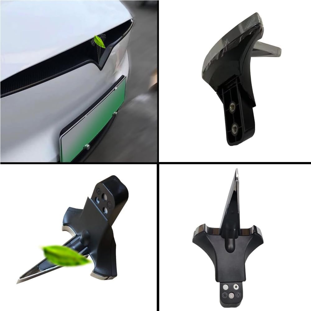 Front Hood/Grille Bright Emblem Logo Compatible with Tesla Model X - Matte Carbon Fiber Pattern 1 Piece