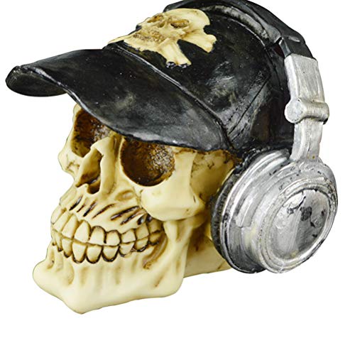 Halloween 1PC Caveira criativa de resina com fone de ouvido Halloween caveira adereços decoração crâ