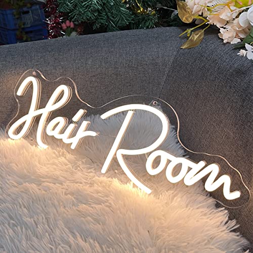 Image of Hair Room Neon Sign For Spa Beauty Room Nail Brows Lashed Salon Studio LED Wall Art Decor For Business Stores Logo Barber Shops Led Word Indoor Custom Neon Lights 5V USB Powered Warm White 40x14.4cm