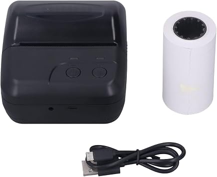 80mm Thermal Receipt Printer, Portable Mini USB Bluetooth Thermal POS Printer High Speed Clear with Auto Cutter and Paper for Receipt Barcode Label Order