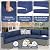 Oakcloud 7-Piece Outdoor Patio Furniture Set Grey Rattan Wicker Sectional Sofa Conversation Sets with Cushions and Glass Top Table (Dark Blue)