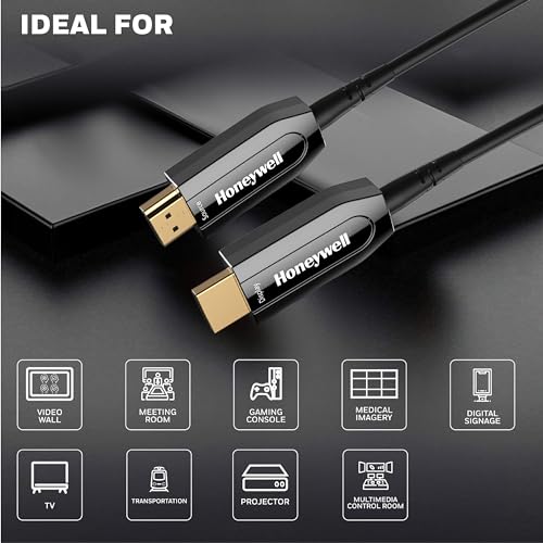 Image of Honeywell HDMI AOC 2.1 Complaint 30 Meters, Transmission Speed of 48GBPS, Supports UHD Resolution of 8K@60Hz, Male-to-Male, High-Speed Fiber Optics Cable, Compatible with TV, Gaming Console, etc.