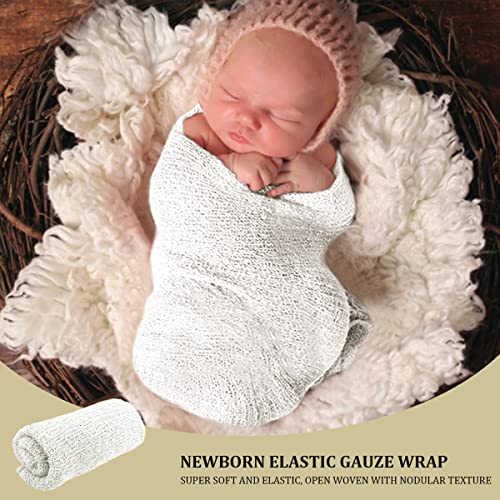 DOERDO Long Ripple Wrap Newborn Baby Stretch DIY Newborn Photography Baby Photo Props, White - Image 3