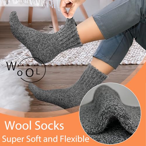 Josnown Wool Socks for Women, 5 Pairs Warm Winter Thermal Thick Socks3