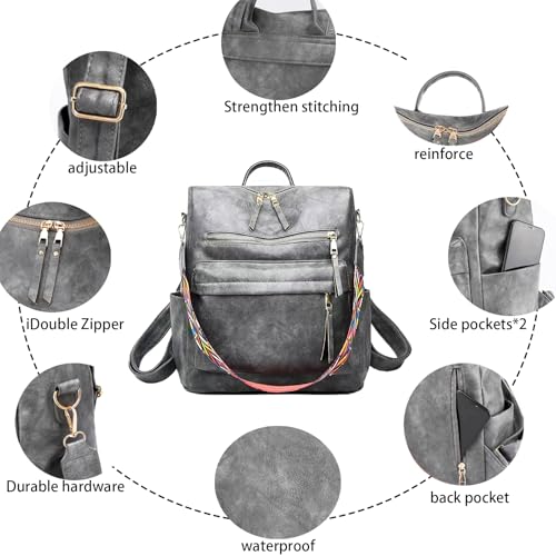Image of Women's Fashion Backpack Purse for Women Leather Multipurpose Design Ladies Shoulder Bag Travel bag Satchel Handbags