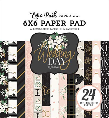 Echo Park Paper Company Wedding Day - Bloc de papel (6 x 6 unidades), color verde, rosa, crema, negro y gris