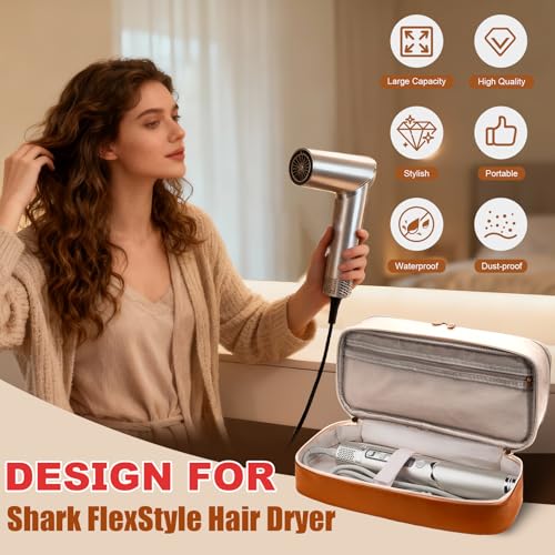 Travel Carrying Case for Hair Dryer Shark Flexstyle FlexFusion Airwrap Brush Double Layer Storage Bag Hair Accessories Tools Storage Case for Revlon Hairdryer Styler/Shark SpeedStyle Organizer Bag - Image 7
