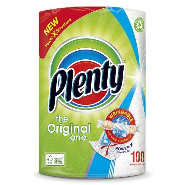 Plenty Weiße Küchenrolle, 100 Blatt, 5 Stück