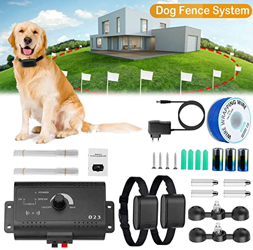 Upgraded Electric Wireless Dog Fence System, Wireless Dog Fence For Outdoor, Pet Containment System W/2 Lightweight Replaceable Battery Collar Receiver, Max Range 5/4 Acre, For Small Medium Large Dog #TOP1