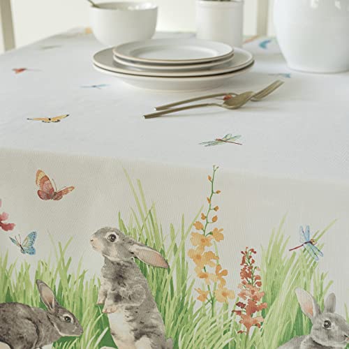Benson Mills Bunny Meadow Easter Fabric Tablecloth, Spillproof Indoor/Outdoor Spring And Easter Table Cloth (60" X 84" Rectangular, Bunny Meadow) #TOP3