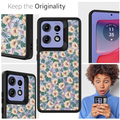 Image of KAPAVER Dazzle Series Back Cover Case for Motorola Edge 50 Pro (TPU+PC) (Floral Bloom-Black)