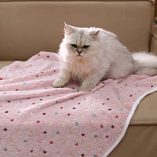 1 Pack 3 Blankets Super Soft Cute Dot Pattern Pet Blanket Flannel Throw for Dog Puppy Cat Beige/Brown/Pink Small - Image 5