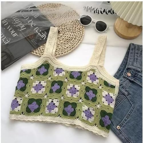 Image of NAIADES Women's Handmade Crochet Crop Top, Sleeveless Top for Women,Comfortable Fit