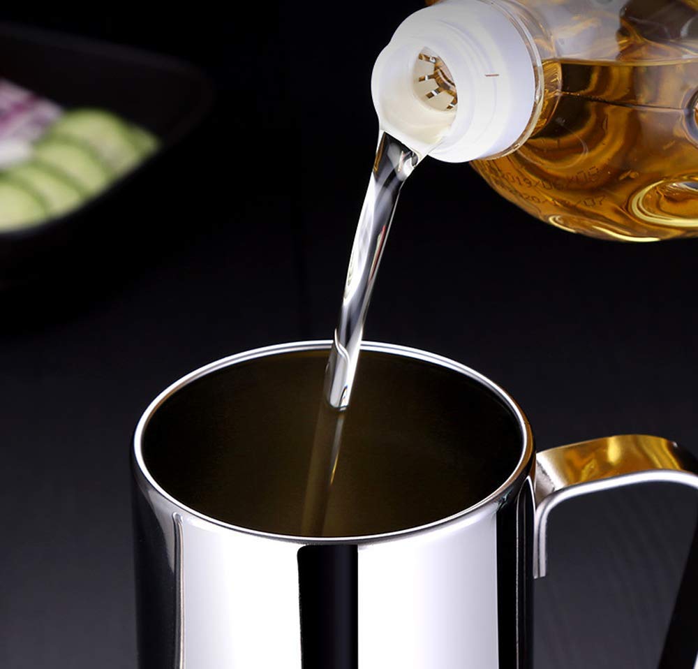 Dispenser olio da cucina in acciaio inossidabile con beccuccio per versatore, tappo anti-sporco, 500 ml