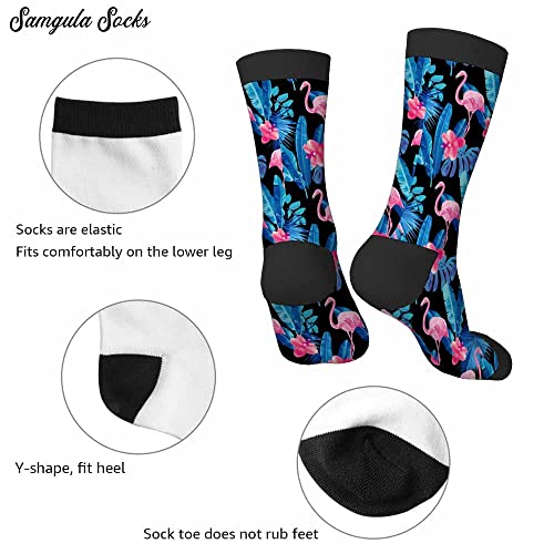 Image of Red Striped Crew Socks for Woman Size 6-8 Christmas Tree Moose Snowflake Dots Lines Girls Socks