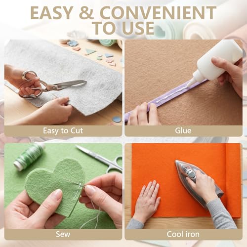 Image of Felt Fabric 36'' X 36'' Large Felt Sheets Stiff Craft Felt by The Yard for DIY Crafts Letter Coaster Flower Ornament Sewing Party Decoration Christmas Supplies Nonwoven (Khaki)