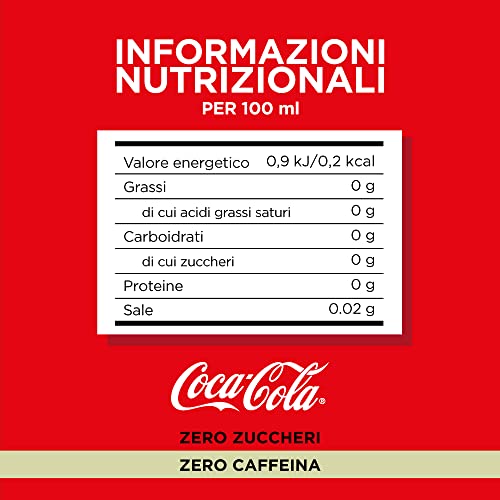 Coca-Cola Zero Zuccheri Zero Caffeina, Tutto il Gusto della Formula Coca-Cola Senza Calorie e Senza Caffeina, Lattina 100% riciclabile - 24 Lattine da 330 ml - Immagine 1