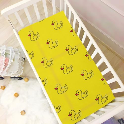 Image of Ducks Yellow Fitted Crib Sheet for Boys Girls Baby Bedsheet for Toddler Girl Boy,52 X 28 in