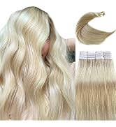 Blonde Tape in Hair Extensions Real Human Hair Tape in Extensions for White Women,20 Pieces Tape ...