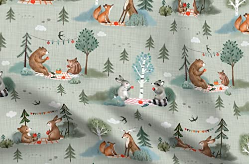Mint Sage Green Woodland Animals Fabric - Premium Petal Cotton for Quilting, Apparel, Crafts & Decor by the Yard 6 Mint Sage Green Woodland Animals Fabric - Premium Petal Cotton for Quilting, Apparel, Crafts & Decor by the Yard - Image 5