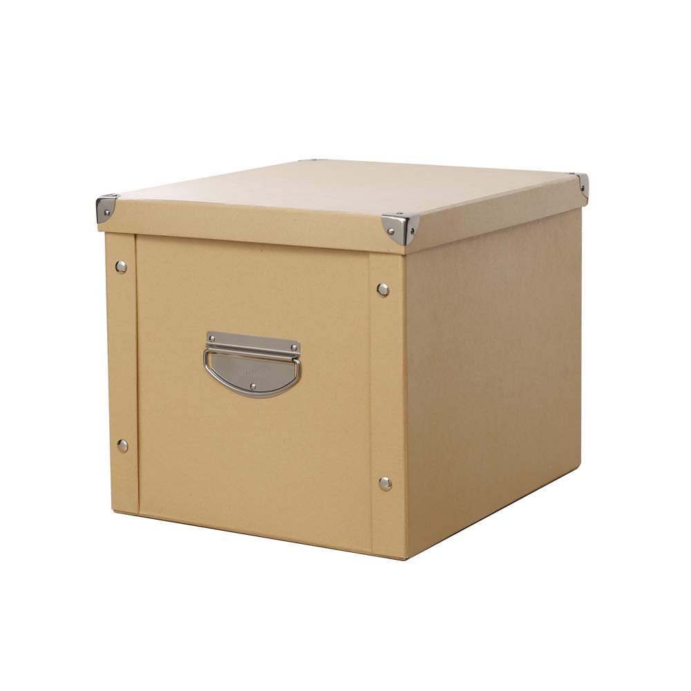 Jiutan Foldable Storage Box with Lids and Handle Moisture-Proof Storage Cardboard Bin for Clothes To