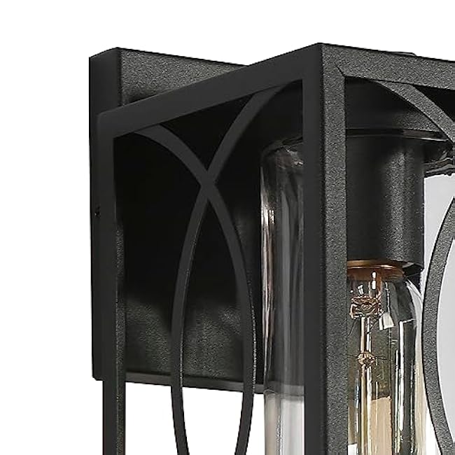 Farmhouse Outdoor Porch Lights, Exterior Waterproof Wall Sconce Light Fixture, Anti-Rust Black Wall Mount Lighting with Clear Glass Shade for Front Door, Entry, Porch, Patio, and Gazebo