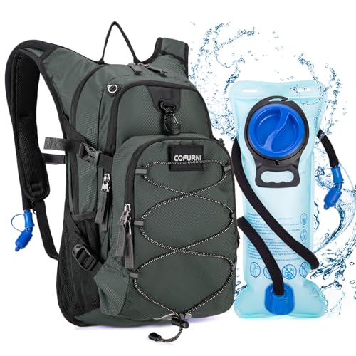 Cofurni Mochila de hidratación de 20 litros con bolsa de agua de 2 L, mochila de senderismo de gran almacenamiento para hombres y mujeres, mochila de agua ligera con aislamiento para ciclismo, correr,