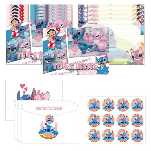 Gugatad 12 Cartes d'invitation, Enfant Cartes Invitations,Invitation Anniversaire Fille/Garcon pour Fêtes Anniversaire Enfants-Version Française