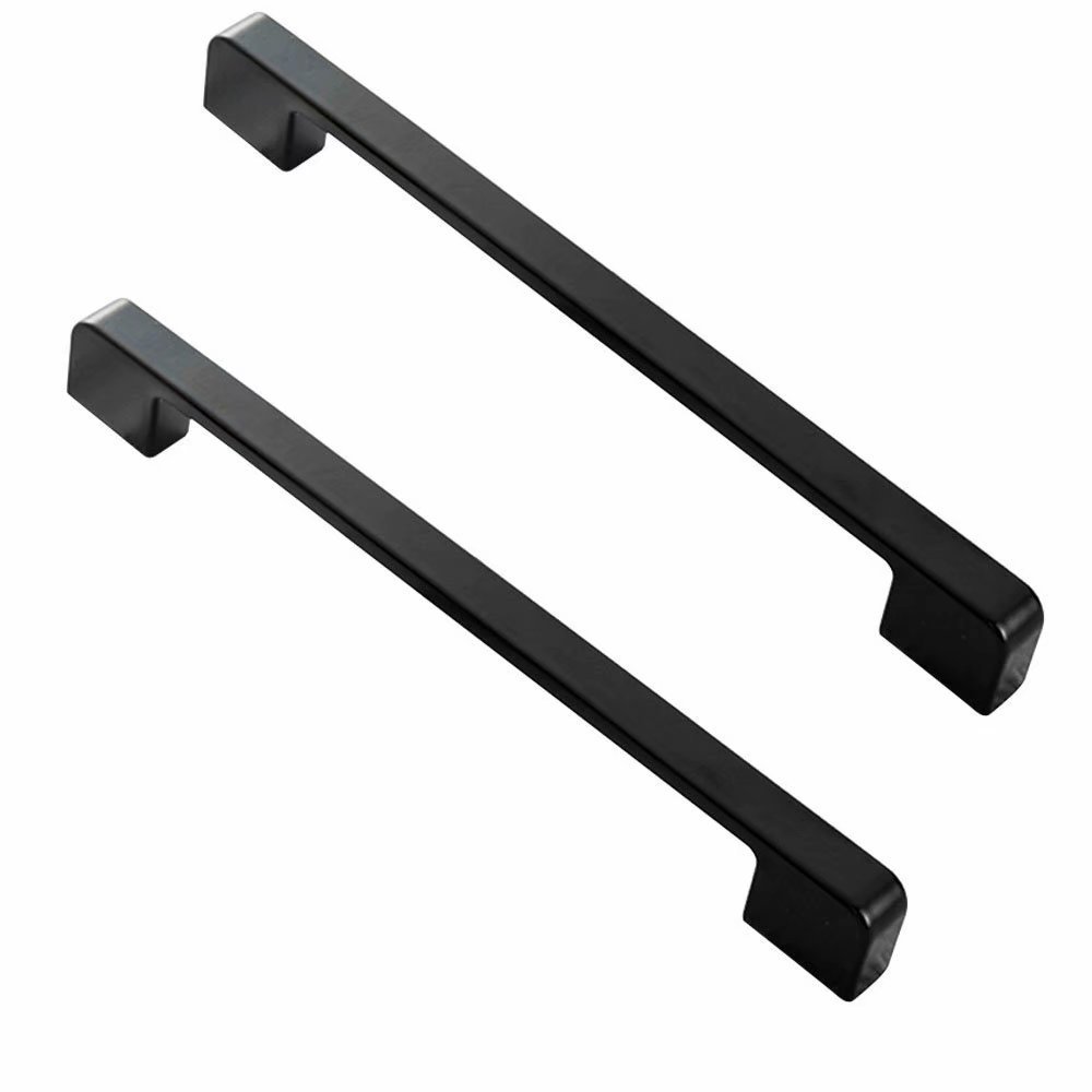 Fbshop(Tm) Black 2Pcs Flat Cabinet Handle Square Bar Kitchen Door Knob Furniture Drawer Pull Furniture Handles