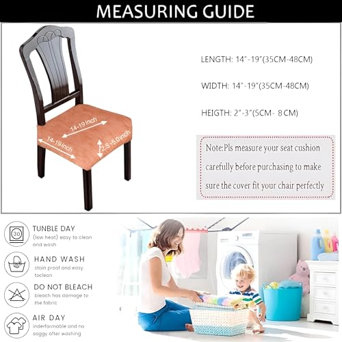 Image of Set of 6 Stretchable Dining Chair Covers, Universal Fit Washable Seat Slipcovers for Dining Room & Home Decor (Texture Orange)