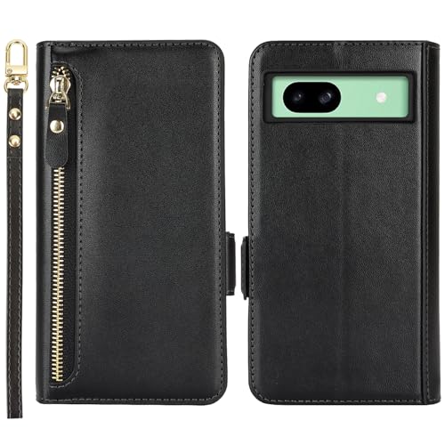 Housse Google Pixel 8a antichoc étui portefeuille fermeture éclair noir - 6