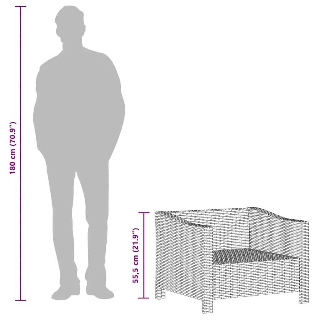 vidaXL Poltrona da Giardino con Cuscino Grigio in Polyrattan