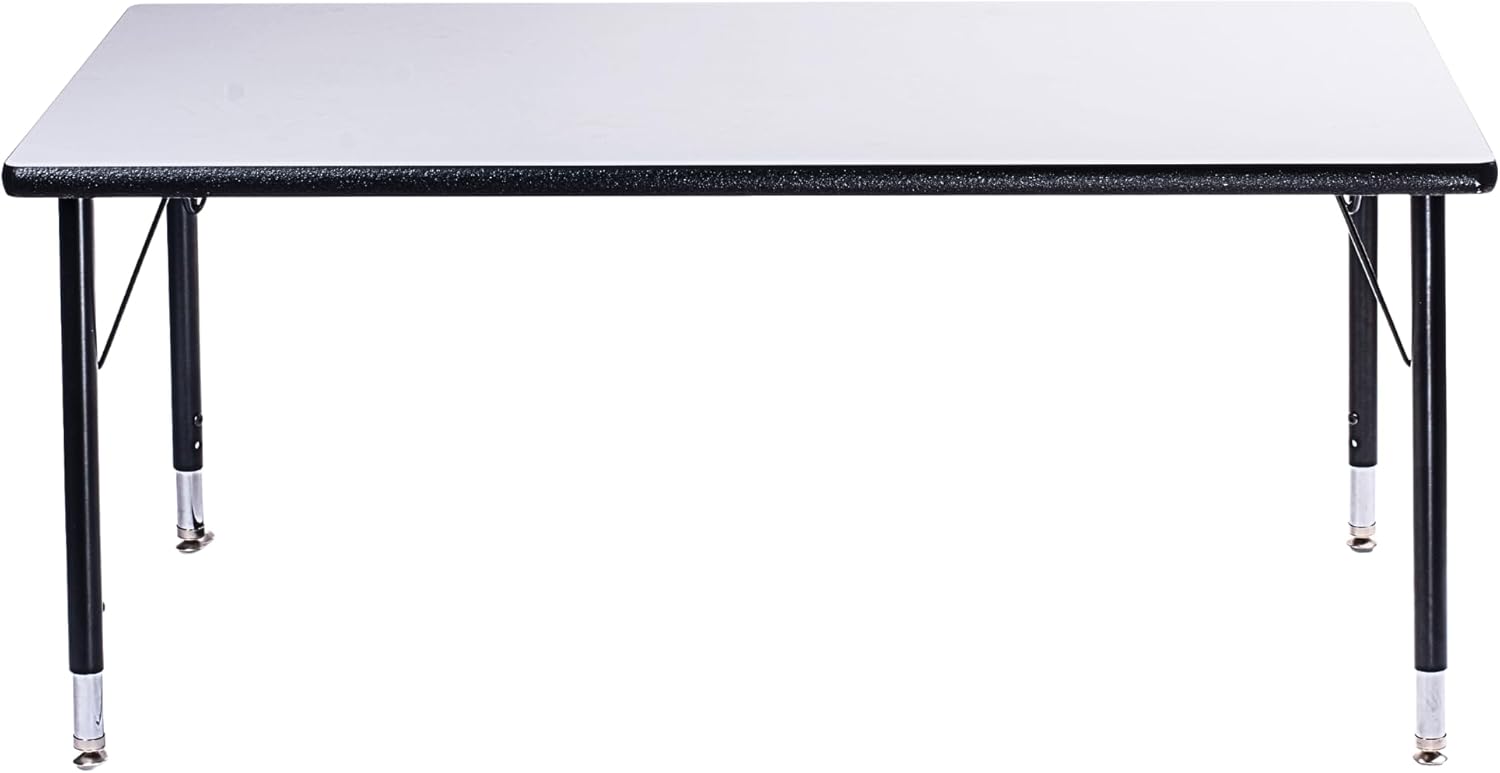 Rectangle Activity Kids Table About 24 x 48 inch (60 x 120cm) - Height Adjustable Legs - Durable Spray Edge - for Commercial Spaces