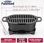 IronMaster Mini portatif BBQ Grill de charbon, 100% Fer à repasser, Durable, Barbecue Hibachi Grill, parfait pour le camping en plein air - Surface de grille 28 cm x 17 cm pour 1-2 personnes