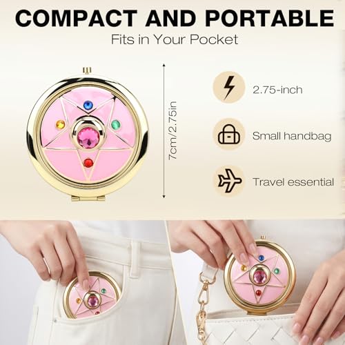 Espejo de maquillaje portátil redondo 2.75 pulg miniatura 2