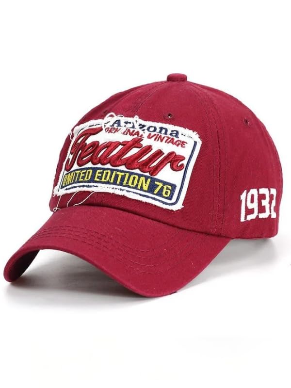 Perlotus Featur Arizona Erkek Kadın Vintage Beyzbol Pamuklu Şapka BORDO