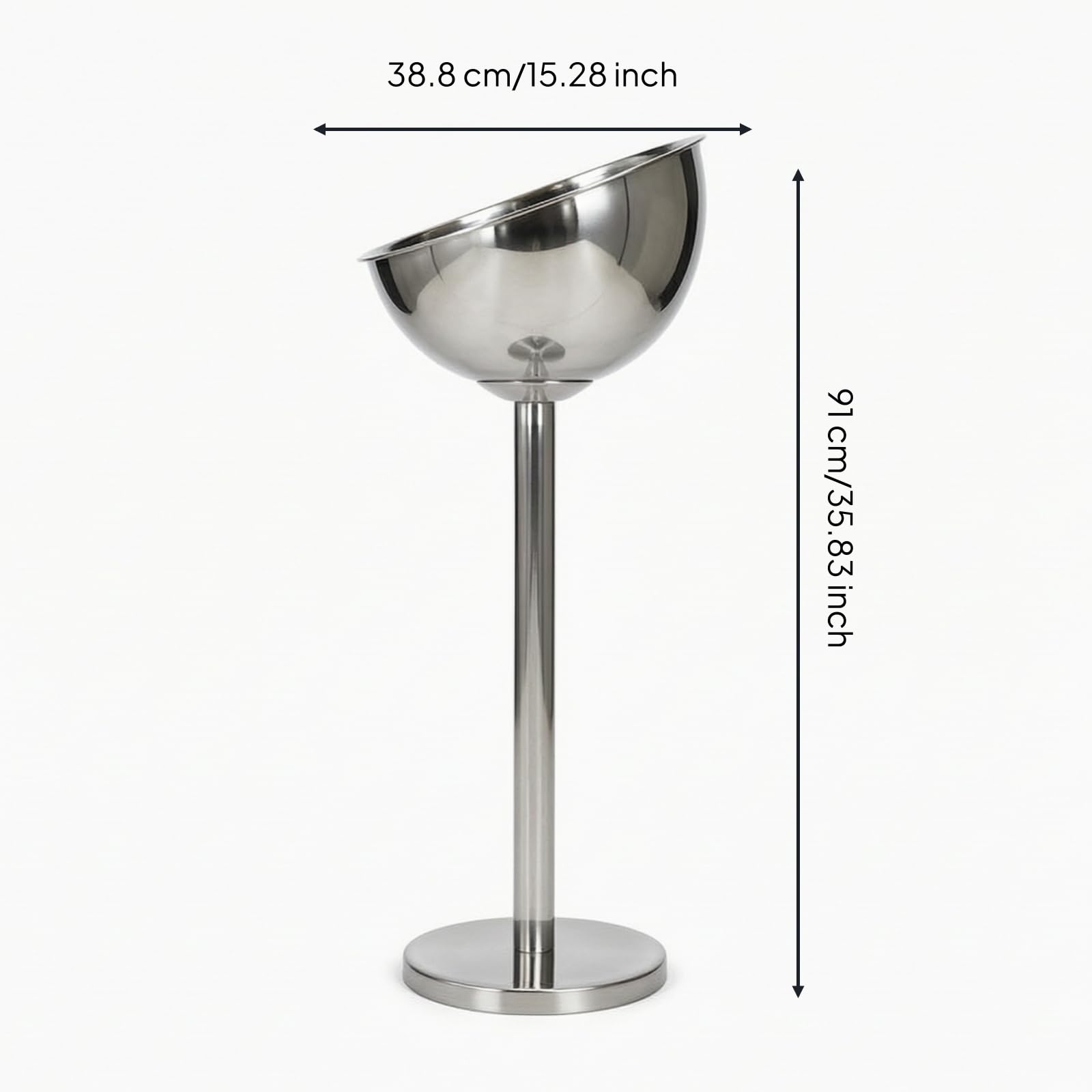 Soporte de Vino Soporte Cubo Botellero Pedestal Porta en Acero Inoxidable Liso Vertical y Base Pesada Adecuado para Servicio de Cócteles en Casa Salas , Plateado , Inclinado Con Soporte