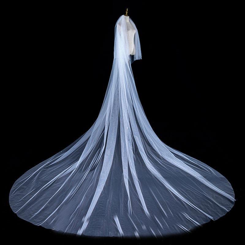 Ślub Tull Welon Ślubny Dwuwarstwowy Długi Welon Ślubny Velo Bride (Color : Ivory, Size : 350cm)