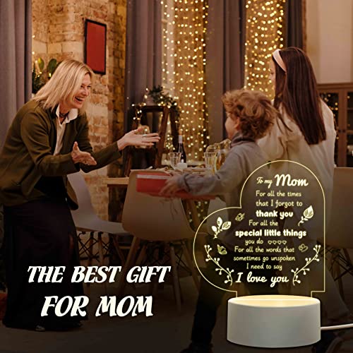 Nabyshop Mother's Day Gift From Daughter Son - Birthday Gifts For Mom Engraved Night Light, Gift For Mom, Personalized Mom Gifts From Son Kids, Thanksgiving Gifts To Mom #TOP2