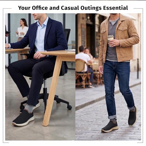 Image of YOHO Men's Walking Shoes Esteem | Lightweight, Extra Soft Cushioned Insole Slip Ons with Shock Absorbing Sole | Casual Without Lace Sneakers for All Day wear, Running and Jogging