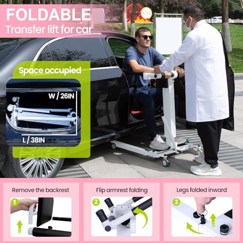 Upgrade Patient Lift for Home,Electric Patient Lift Transfer Chair,Portable Handicap Lift for Car,Bathroom Transfer Lift Chairs for Seniors,Wheelchair Lift with Adjustable Height